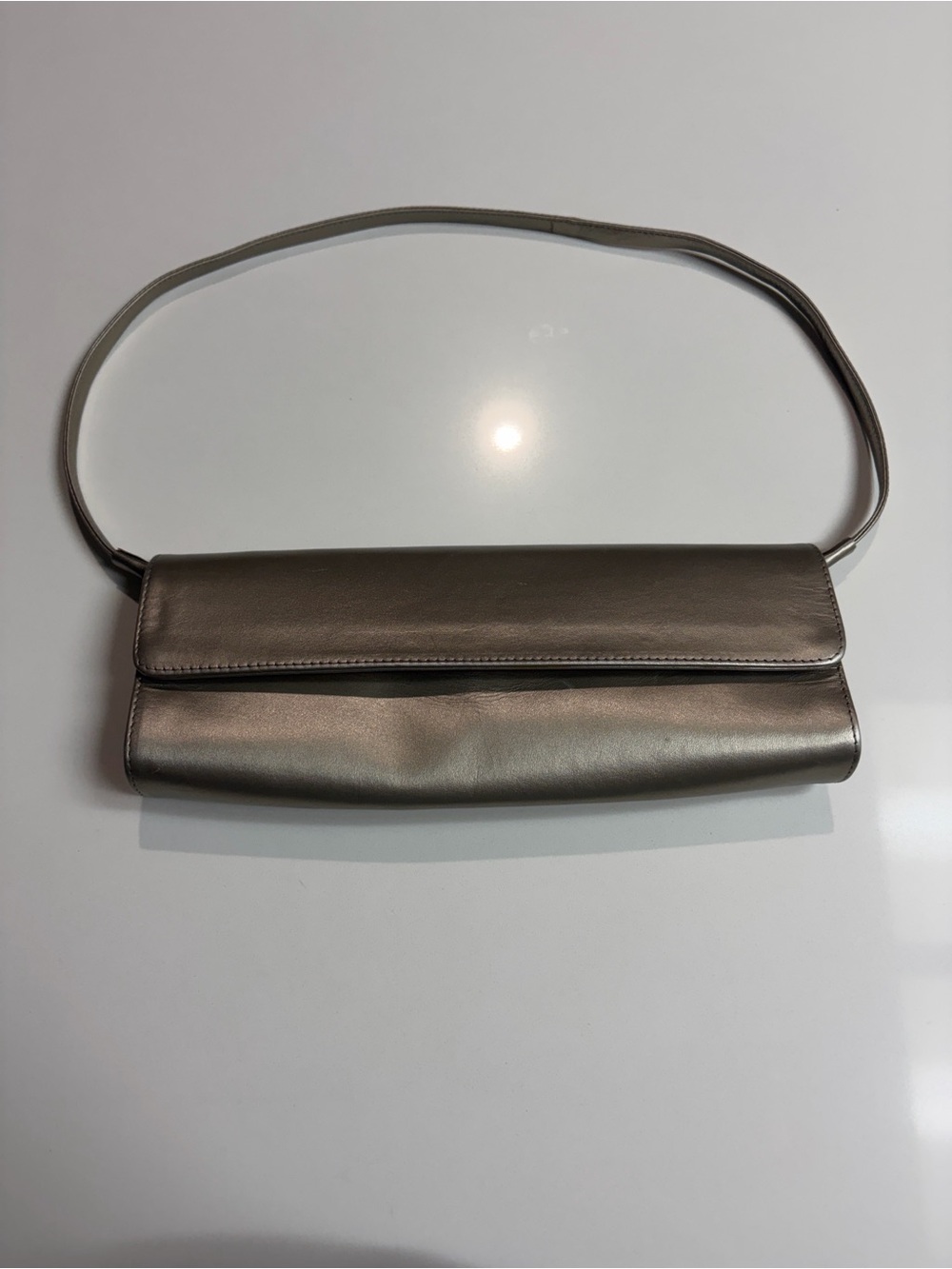 Stuart Weitzman Metallic Taupe Clutch Shoulder Bag